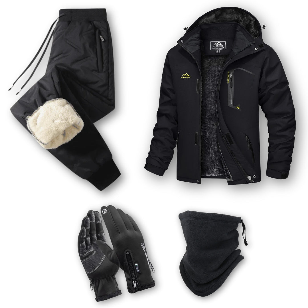 Thermohose + Herren Winterjacke mit Handschuhen & Schlauchschal
