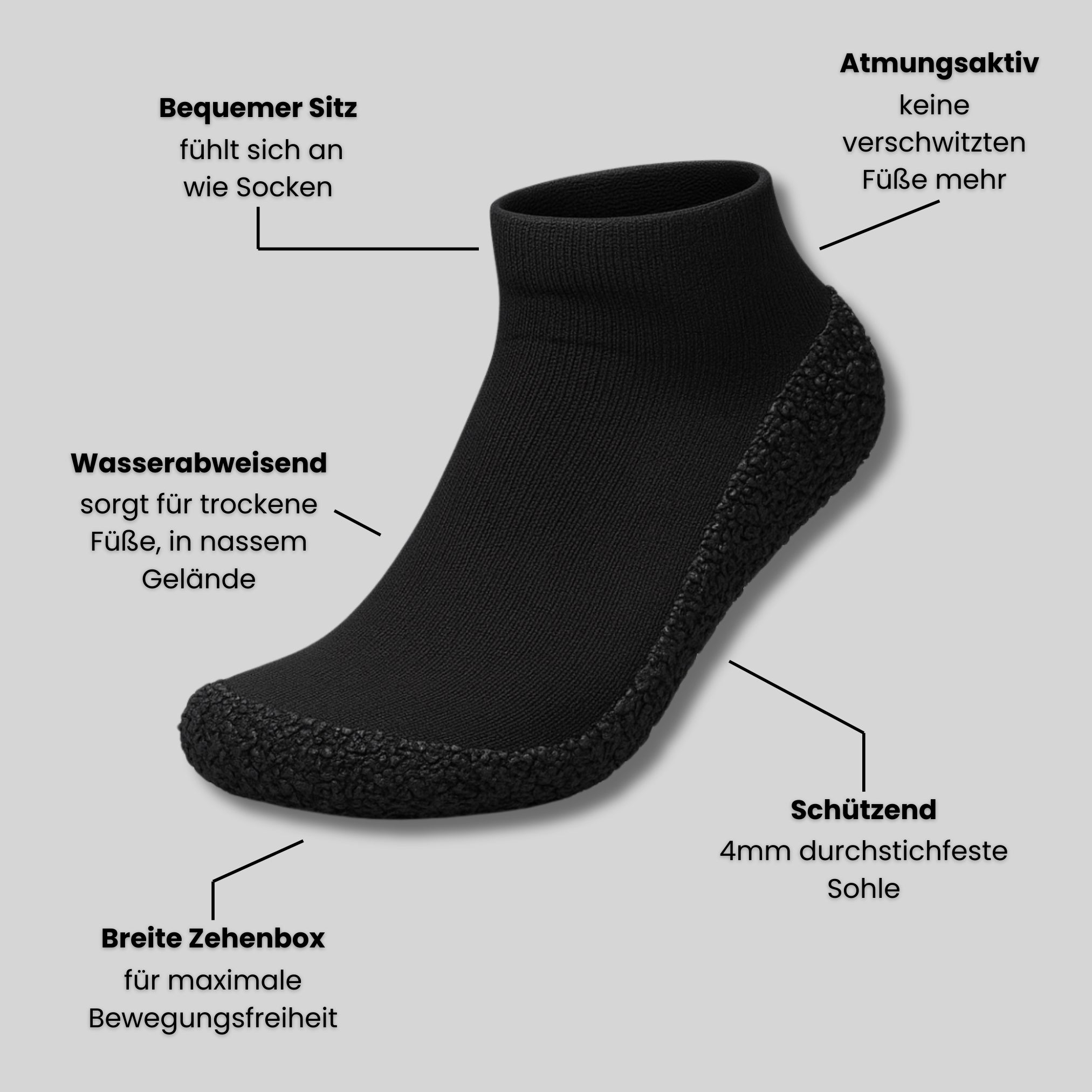 Sockenschuhe wasserdicht & rutschfest – barfußähnlicher Komfort