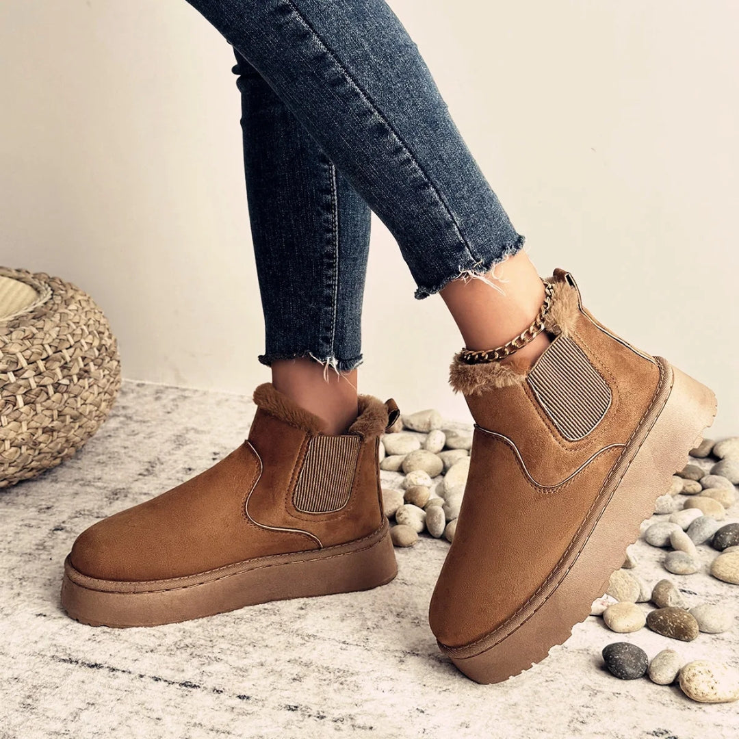 Warme Winter-Chelsea Boots mit Fellfutter