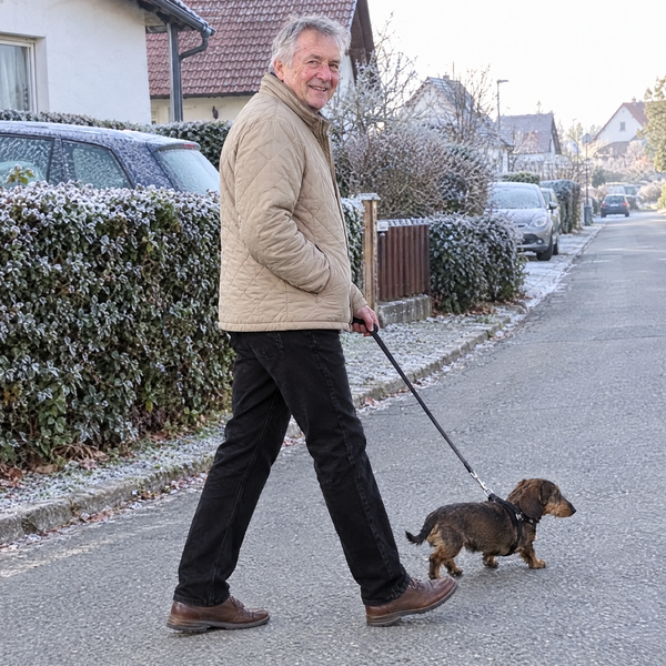 Thermo-Jeans Schwarz bei der Hunderunde
